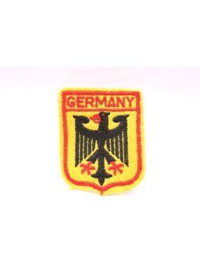 Germany Eagle Embroidered Patch Crest Shield Yellow Black Red Vintage 3.5x2.5"